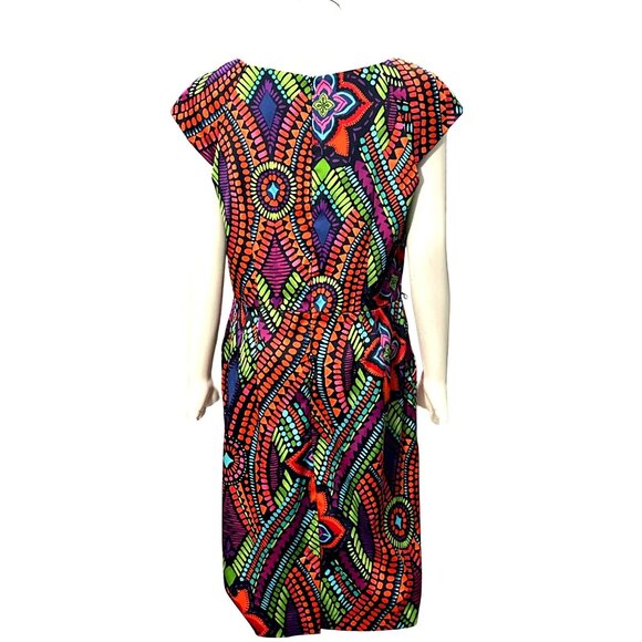 AGB Dress Multicolor Geometric Tribal Print Sheath Dress Size 12 Lined - Picture 6 of 16